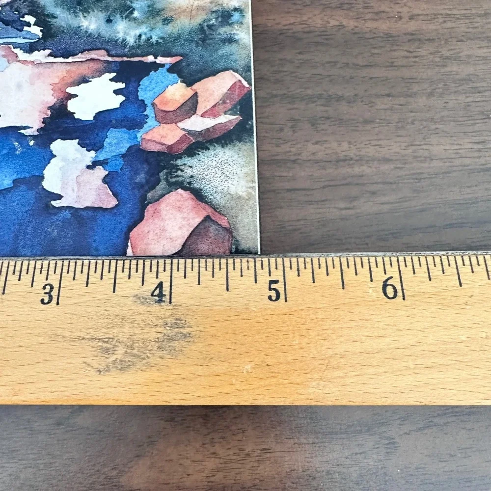 VTG Wooden Jewelry Box With Watercolor Art 
